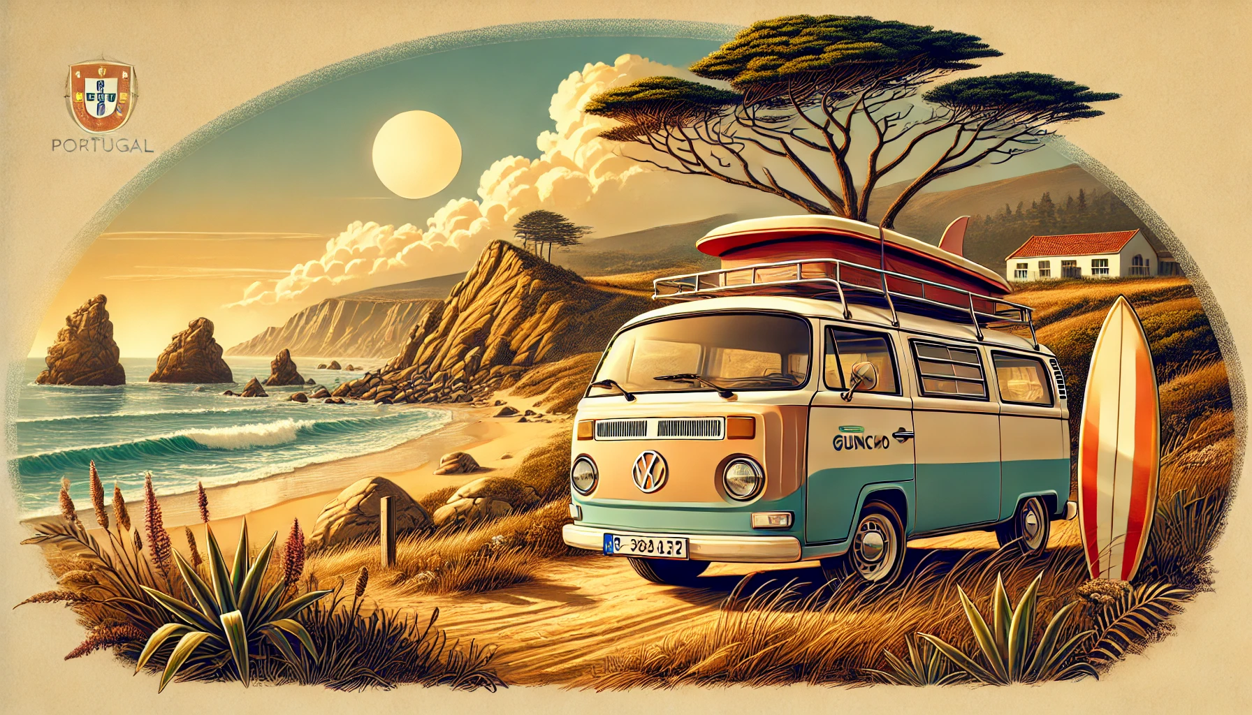 Scenic view of our camper retreat in Guincho, Portugal